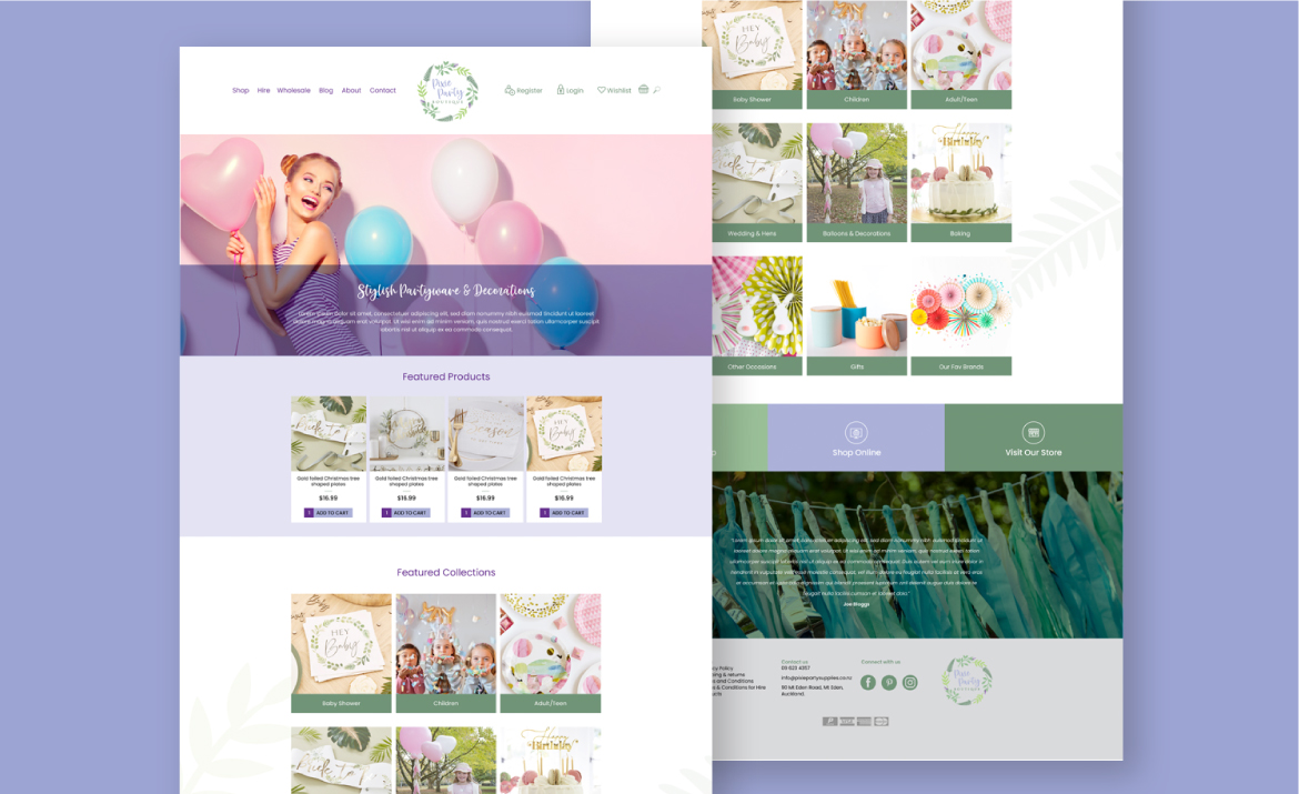 Website for party supplies e-commerce store