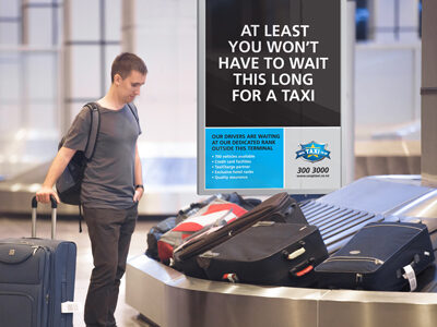 Airport lightbox advertising for taxi