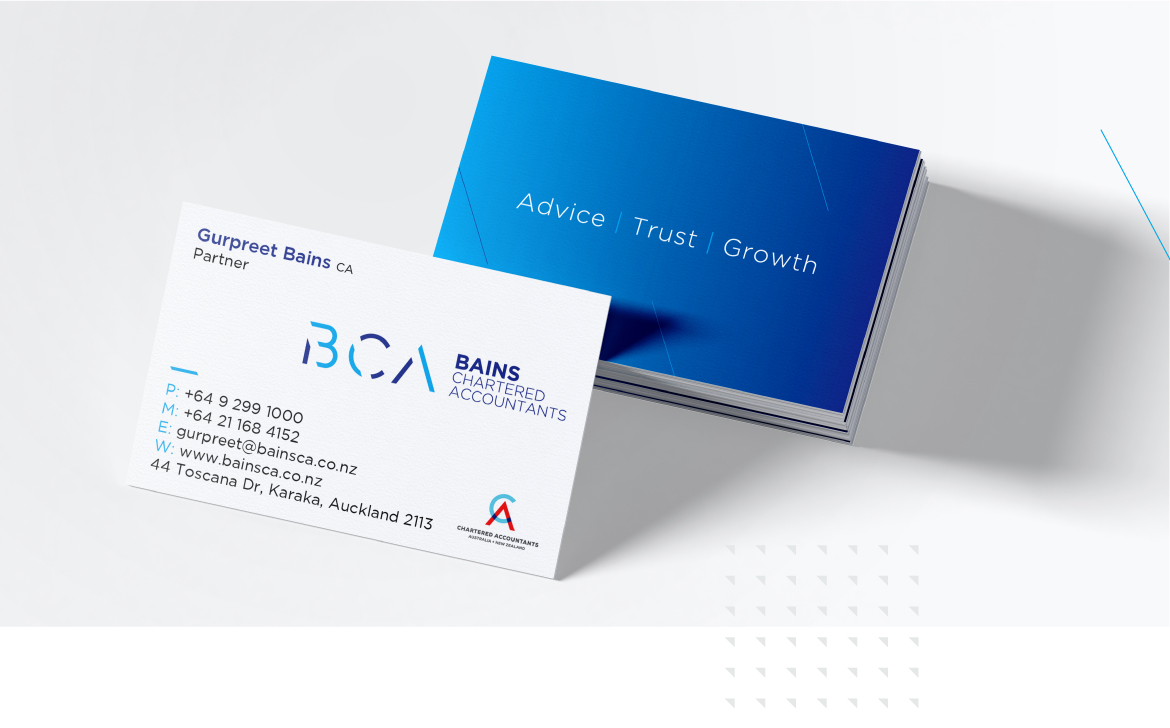 Business card for chartered accounting firm