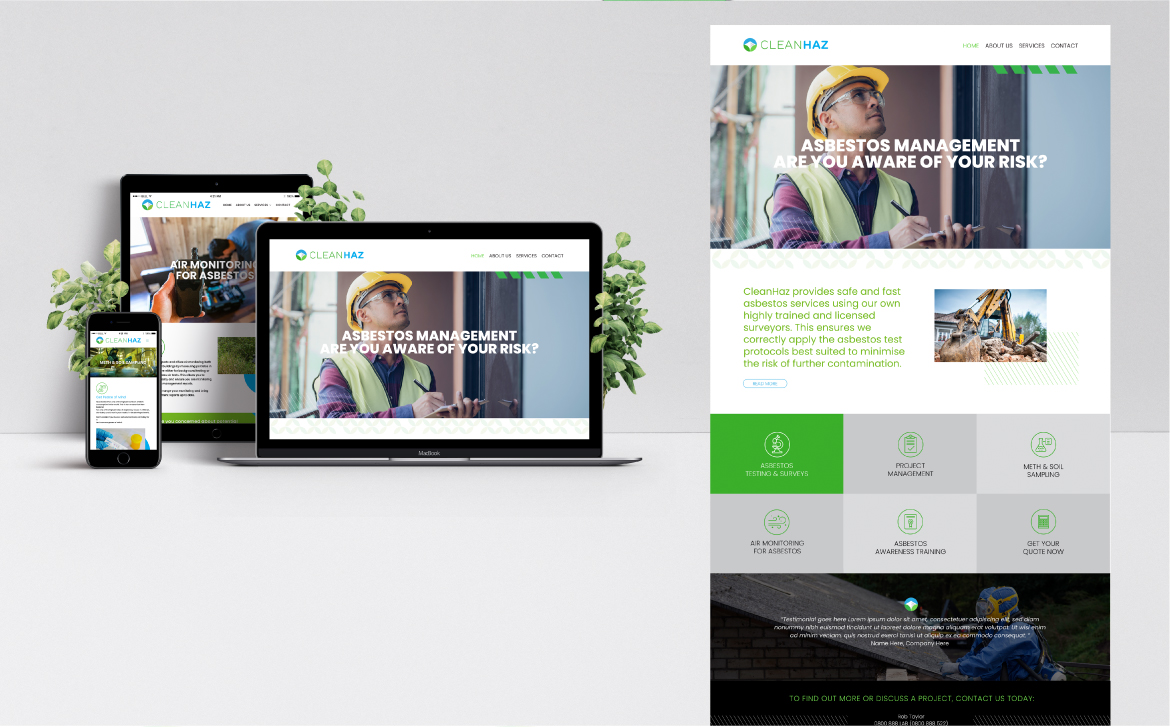 Website for Asbestos testing company