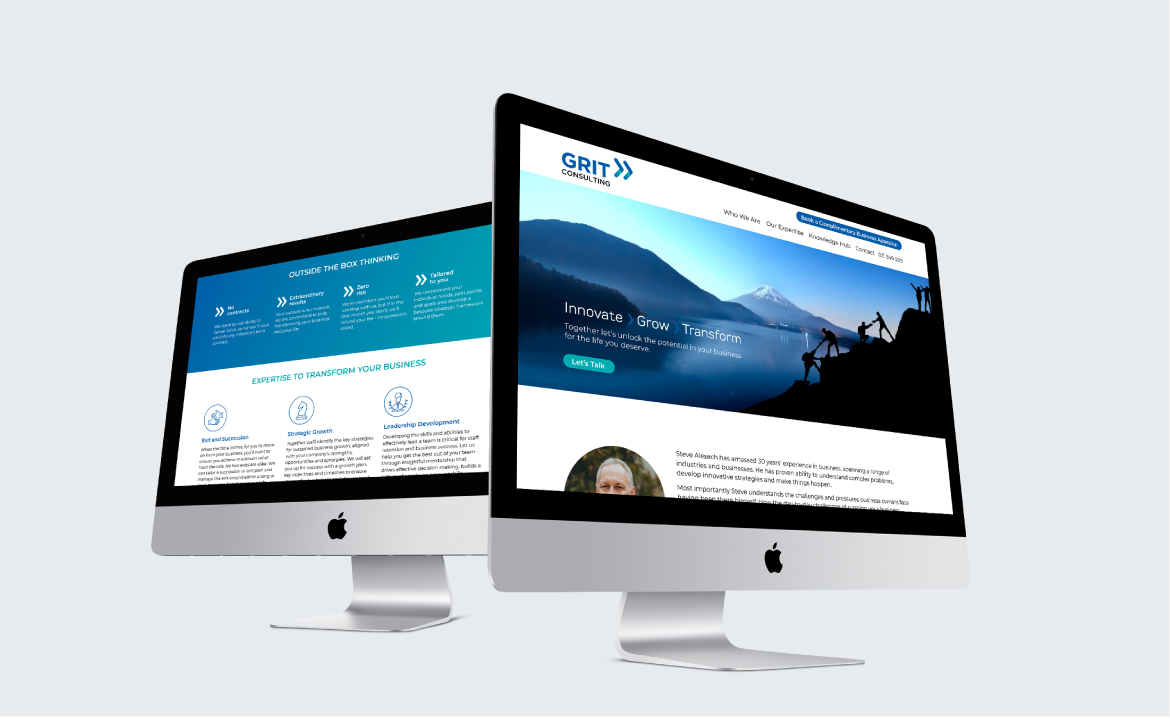 Website for Grit Consulting business coach