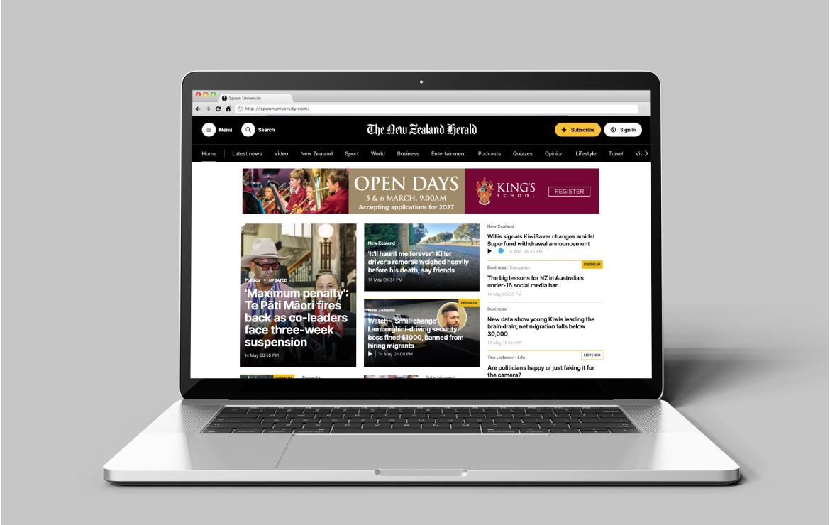 Digital banner ad promoting Kings School open days